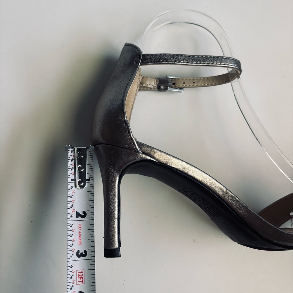 Jones New York Open Toe Metallic Women's Leather Heels Black Size 8 - Picture 9 of 16